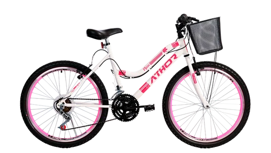 Bicicleta aro 24 Athor Musa Branco/Rosa