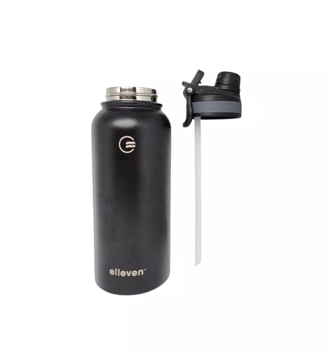GARRAFA ELLEVEN TERMICA PREMIUM INOX 1000ML MULTI BICO PRETA