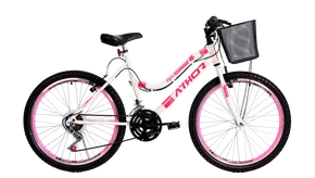 Bicicleta aro 24 Athor Musa Branco/Rosa